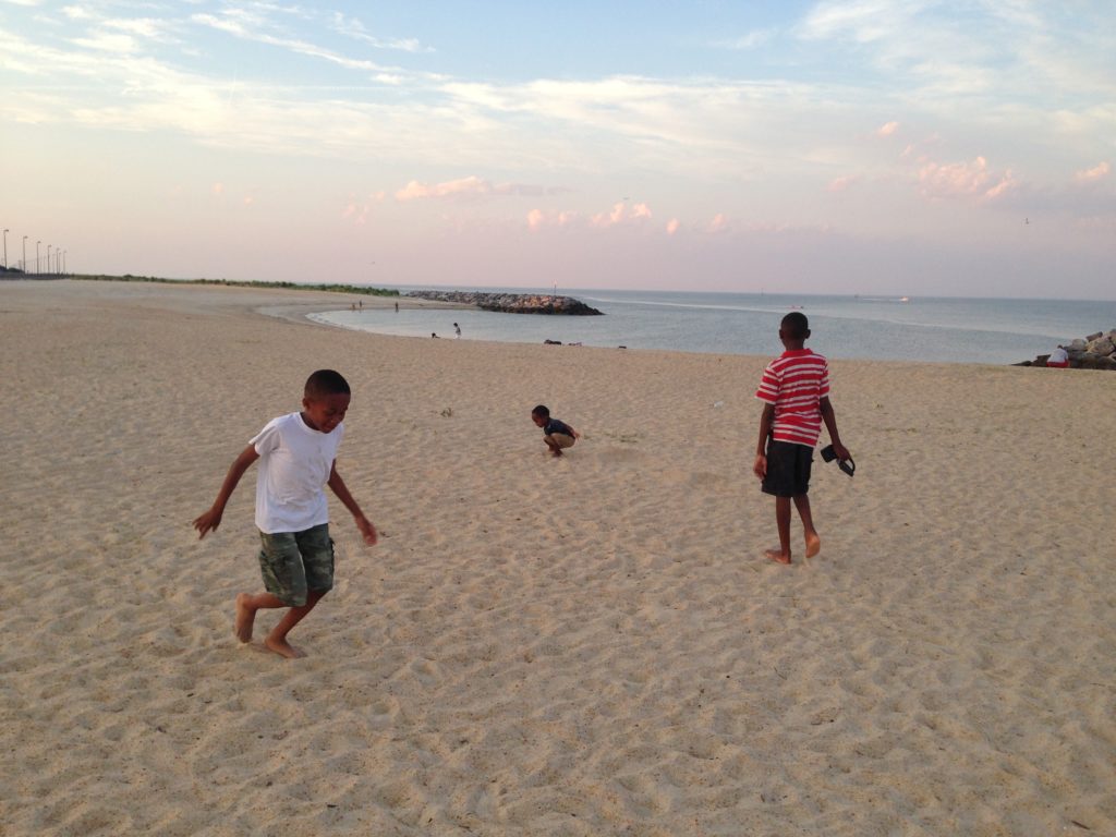 kids running on beach