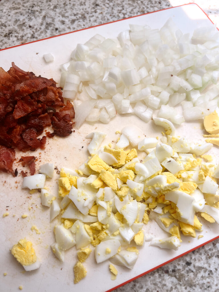 cut up for red potato salad 